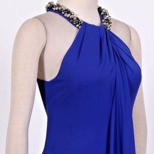 Calvin Klein Beaded Neck Halter Sleeveless Chiffon